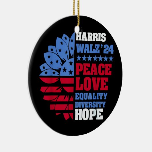 Peace LGBT Harris Walz Waltz Keramisch Ornament (Rechts)