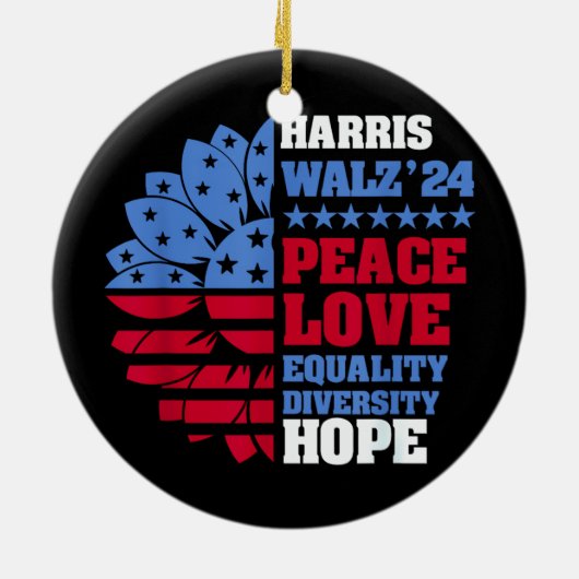 Peace LGBT Harris Walz Waltz Keramisch Ornament (Achterkant)