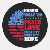 Peace LGBT Harris Walz Waltz Ronde Sticker (Voorkant)