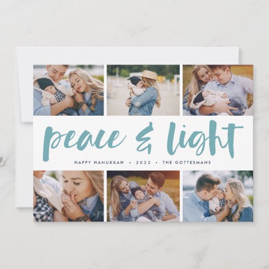 Peace & Light | Hanukkah Photo Collage Feestdagenkaart (Voorkant)