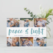 Peace & Light | Hanukkah Photo Collage Feestdagenkaart (Staand voorkant)