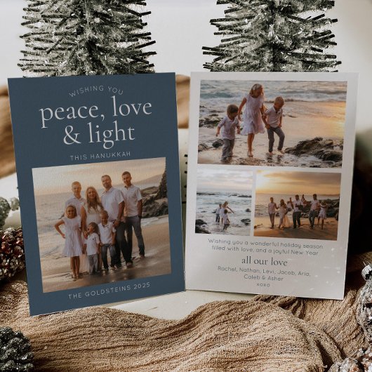 Peace, Light & Love Hanukkah Holiday Card Kaart