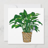 Peace Lilly Hand Drawn House Plant Blank Kaart (Voorkant)
