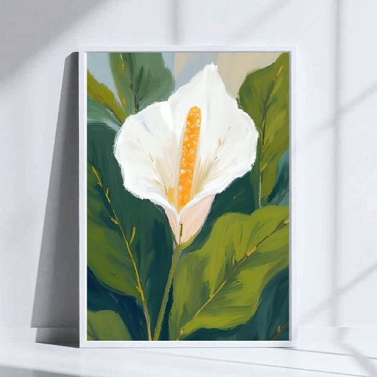 Peace Lily Flower Painting Watercolor Poster