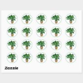 Peace Lily Hand Drawn Houseplant Art Ronde Sticker (Vel)