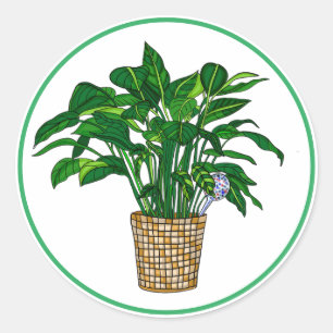Peace Lily Hand Drawn Houseplant Art Ronde Sticker