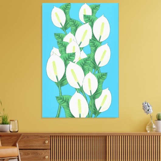 Peace Lily Illustration Canvas Afdruk (Insitu (Woonkamer))