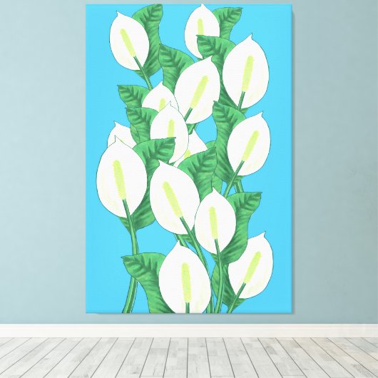 Peace Lily Illustration Canvas Afdruk (Insitu (Houten vloer))