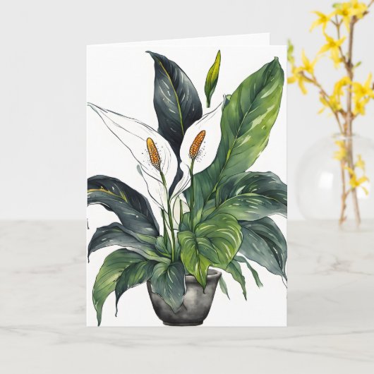 Peace Lily - Watercolor flowers Kaart (Gele Bloem)