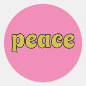 Peace Lime Groen en Roze Retro Stijl Ronde Sticker (Voorkant)