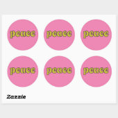 Peace Lime Groen en Roze Retro Stijl Ronde Sticker (Vel)