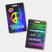 Peace lips label badge (Voor- en achterkant)