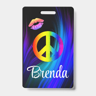 Peace lips label badge