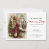 Peace Little Girl Awaits Santa Printable Invites Kaart (Voorkant)