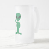 Peace Little Green Man Alien Silhouette Matglas Bierpul (Voorkant rechts)
