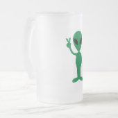 Peace Little Green Man Alien Silhouette Matglas Bierpul (Voorkant links)