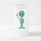 Peace Little Green Man Alien Silhouette Matglas Bierpul (Center)