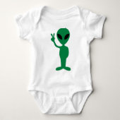 Peace Little Green Man Alien Silhouette Romper (Voorkant)