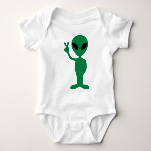 Peace Little Green Man Alien Silhouette Romper (Voorkant)