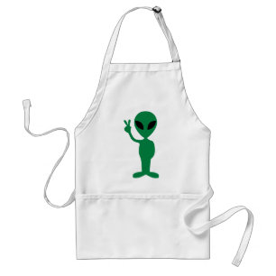 Peace Little Green Man Alien Silhouette Standaard Schort