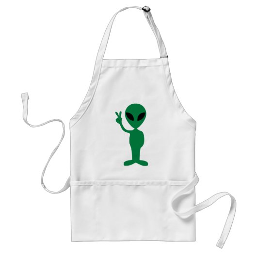 Peace Little Green Man Alien Silhouette Standaard Schort (Voorkant)