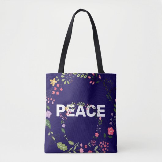 PEACE Logo Navy Tote Bag (Voorkant)