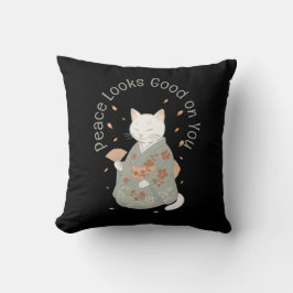 Peace Looks Good on You - Kimono Clad Cat Kussen