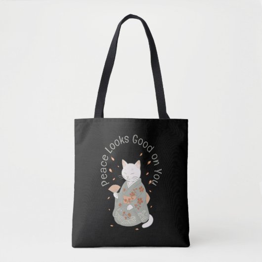 Peace Looks Good on You - Kimono Clad Cat Tote Bag (Voorkant)