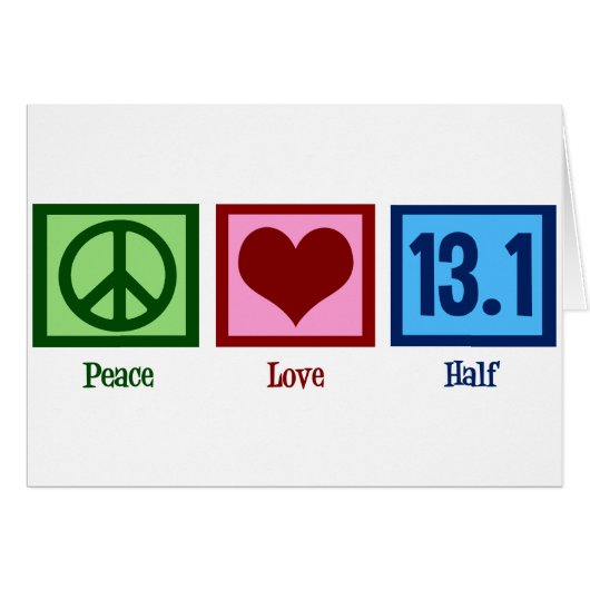 Peace Love 13.1 Half marathon Runner Kaart (Voorkant Horizontaal)