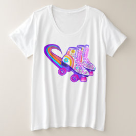 Peace Love  1960s Roze Roller Schaats T-Shirt