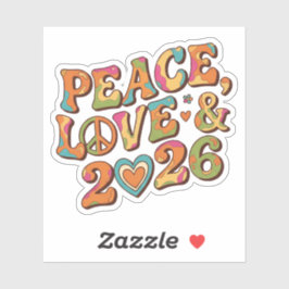 Peace Love 2026 Groovy Retro Sticker