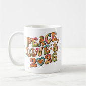 Peace Love 2026 Retro Psychedelic Mug Koffiemok (Links)