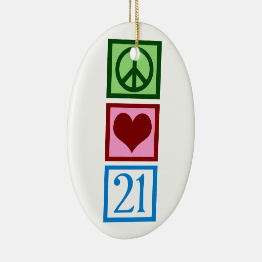 Peace Love 21 Keramisch Ornament (Rechts)