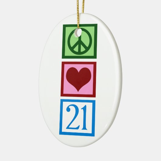 Peace Love 21 Keramisch Ornament (Links)