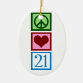 Peace Love 21 Keramisch Ornament (Voorkant)