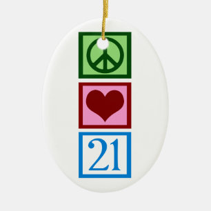 Peace Love 21 Keramisch Ornament