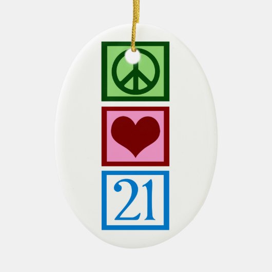 Peace Love 21 Keramisch Ornament (Voorkant)
