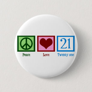 Peace Love 21 Ronde Button 5,7 Cm