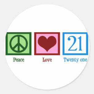 Peace Love 21 Ronde Sticker
