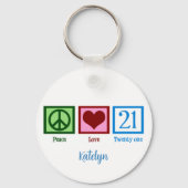 Peace Love 21 Schattige Custom 21st Birthday Sleutelhanger (Voorkant)