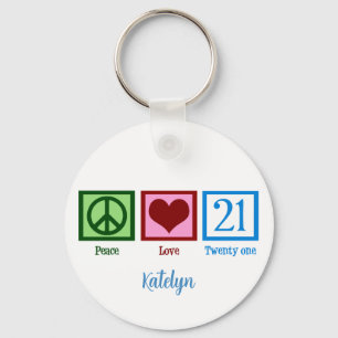 Peace Love 21 Schattige Custom 21st Birthday Sleutelhanger