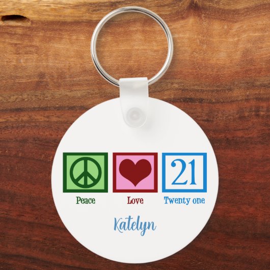 Peace Love 21 Schattige Custom 21st Birthday Sleutelhanger (Voorkant)