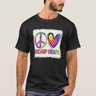 Peace Love 2e Grade Tie Dye Teacher Student Back T-shirt