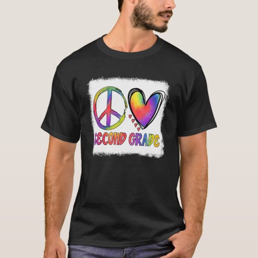 Peace Love 2e Grade Tie Dye Teacher Student Back T-shirt (Voorkant)
