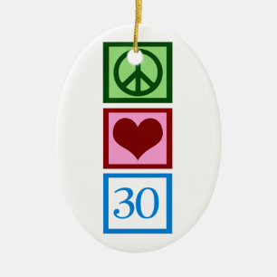 Peace Love 30 Keramisch Ornament