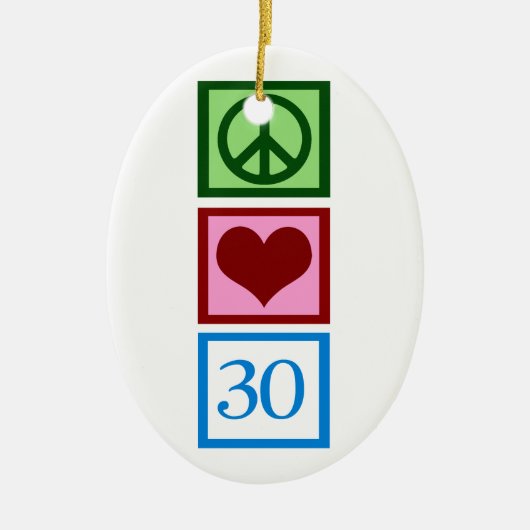 Peace Love 30 Keramisch Ornament (Voorkant)