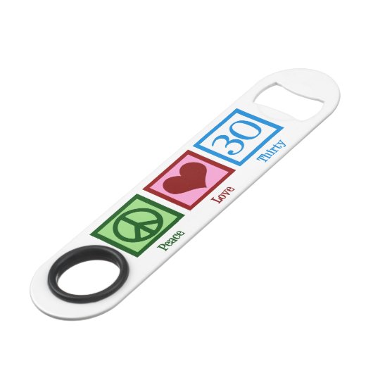 Peace Love 30 Speed Flessenopener (Voorkant Gekanteld)