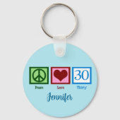 Peace Love 30th Birthday Cute Derty Monogram Sleutelhanger (Voorkant)