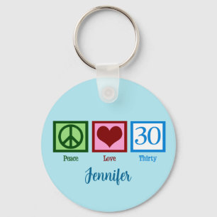 Peace Love 30th Birthday Cute Derty Monogram Sleutelhanger