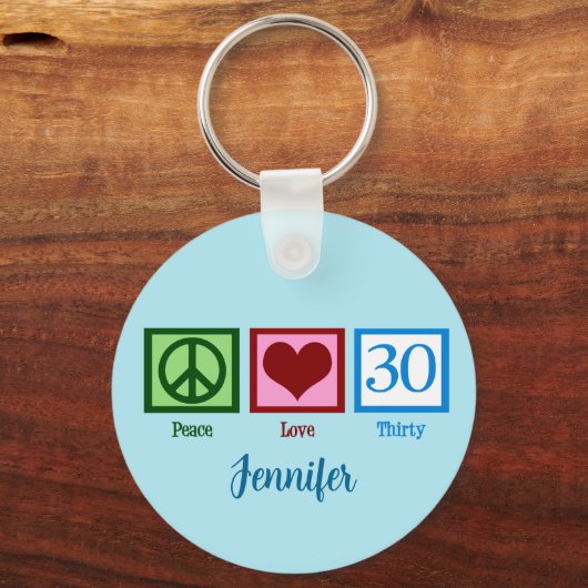 Peace Love 30th Birthday Cute Derty Monogram Sleutelhanger (Achterkant)